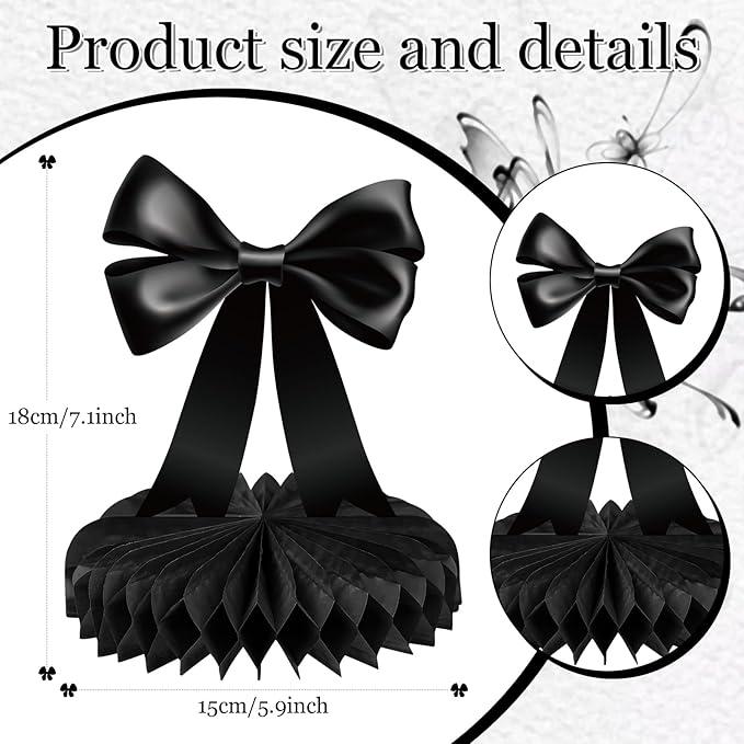 9 Pcs Black Bow Honeycomb Centerpieces Birthday Graduation Party Table Decorations
