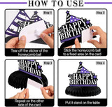 Happy 19th Birthday Purple Glitter Honeycomb Table Centerpieces Party Decor