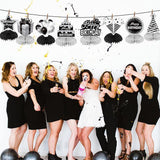8PCS Black White Silver Birthday Honeycomb Table Centerpieces Party Decorations