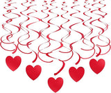 Red Heart Hanging Swirls Party Streamers 30 Pack Wedding Valentines Decor