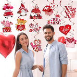 24 Pcs Valentines Day Hanging Swirl Decorations Red Heart Ceiling Party Supplies