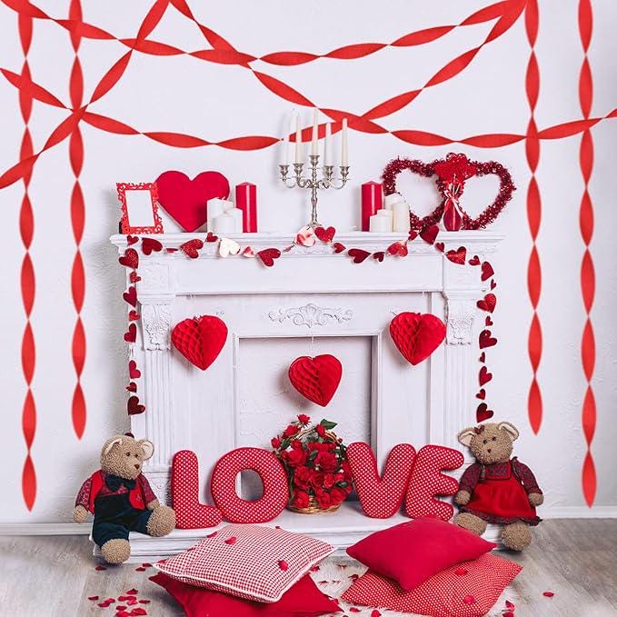 8 Rolls Red Crepe Paper Streamers 656 Ft Party Decorations Valentines Birthday Carnival