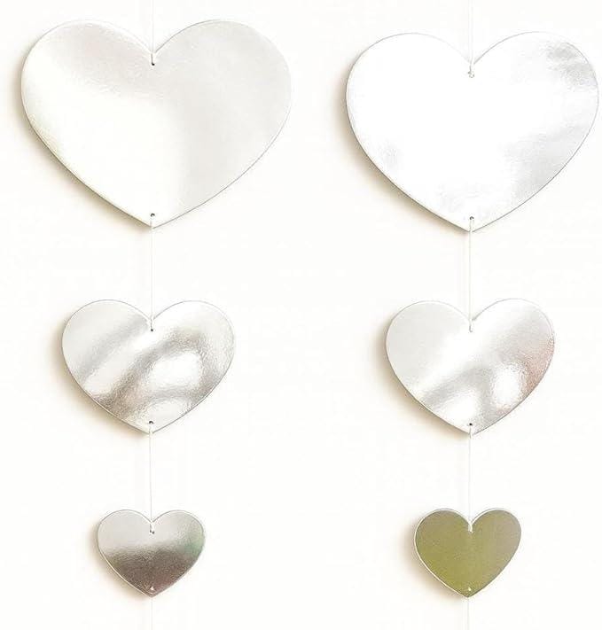 Metallic Hanging Heart Garland 2 Set Valentines Wall Decorations Party Streamers 240 Cm