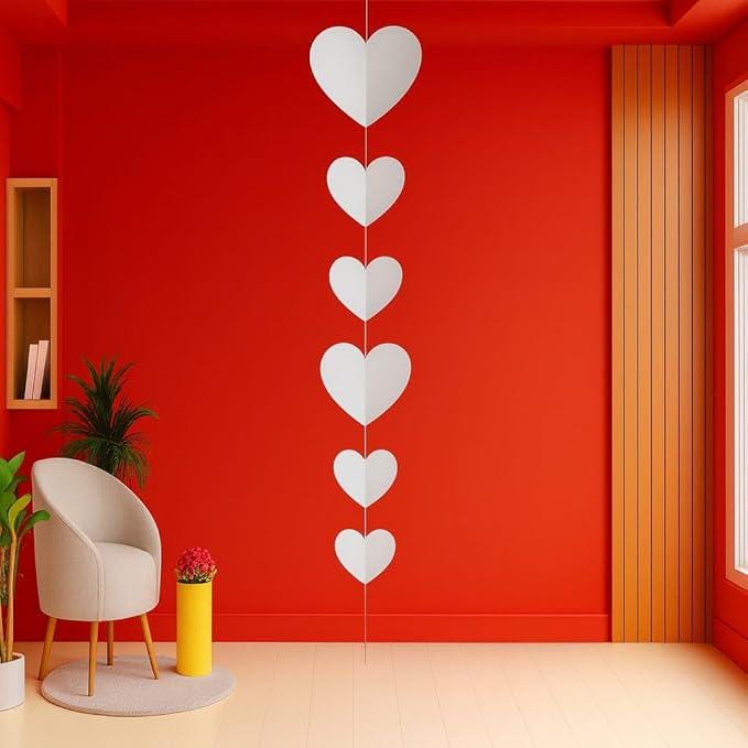 Metallic Hanging Heart Garland 2 Set Valentines Wall Decorations Party Streamers 240 Cm