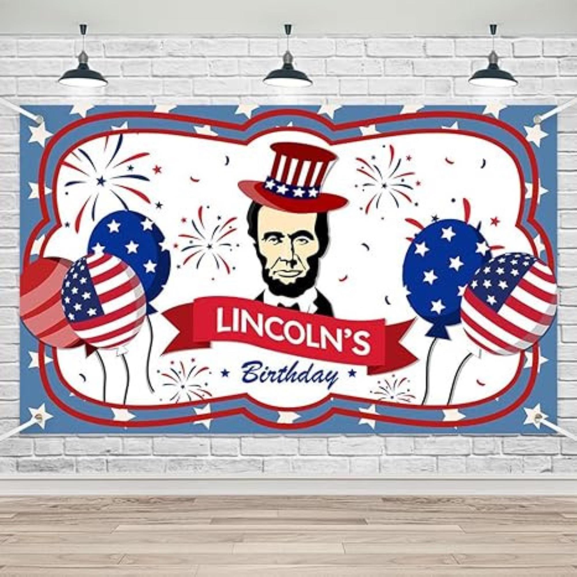 Lincolns Birthday Banner 708x433 Inches Patriotic Wall Art History Classroom