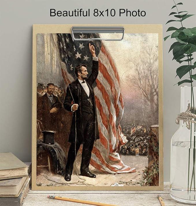 Abraham Lincoln American Flag Art Poster 8x10 Patriotic Wall Decor