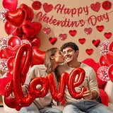 Valentines Day Decorations Red Heart Balloons Rose Petals Hanging Swirls for Wedding