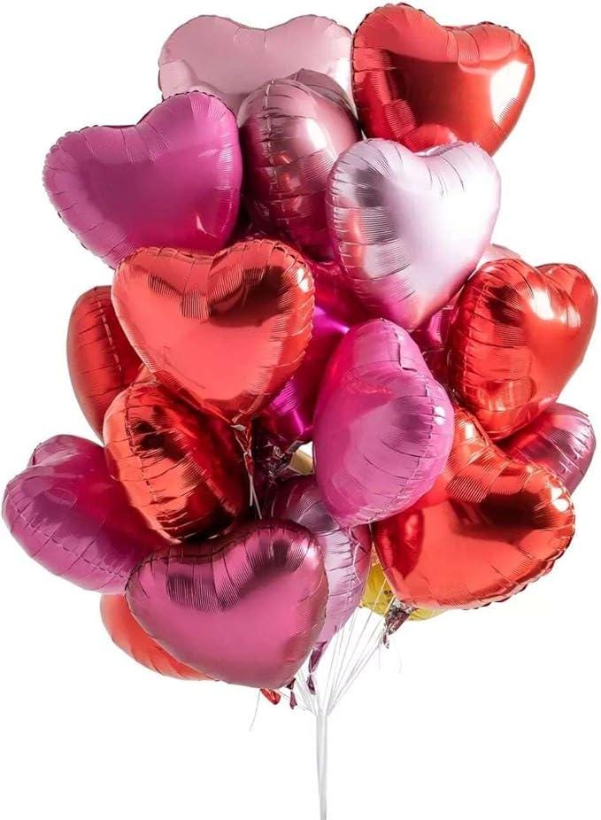 12 Pcs Red Heart Foil Balloons 18 Inch Love Balloons for Valentines Birthday Wedding Party