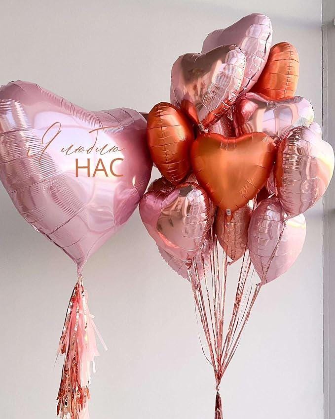 12 Pcs Red Heart Foil Balloons 18 Inch Love Balloons for Valentines Birthday Wedding Party