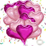 Hot Pink Mixed Heart Balloons 15 Pcs 18 Inch Love Balloons Valentines Birthday Wedding Party