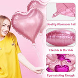 Hot Pink Mixed Heart Balloons 15 Pcs 18 Inch Love Balloons Valentines Birthday Wedding Party