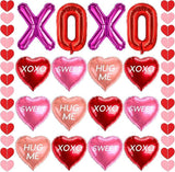 18 Pcs Valentines Galentines Day Balloons XOXO Letters Love Foil Heart Garlands Wedding Party