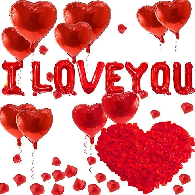 I Love You Balloons with Heart Balloons 500 Rose Petals Love Balloon Valentines Wedding Party