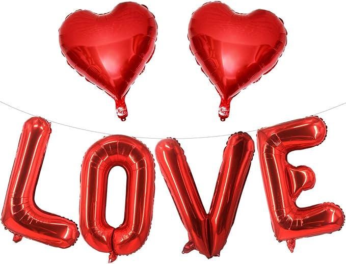 Red Love Heart Balloons for Valentines Day Wedding Bridal Shower Party Decor