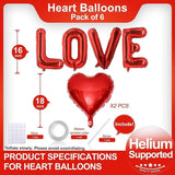Red Love Heart Balloons for Valentines Day Wedding Bridal Shower Party Decor