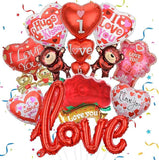 9 Pcs Valentines Day I Love You Heart Foil Balloons for Proposal Wedding Anniversary Decor