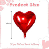 100 Pcs Red Heart Foil Balloons 18 Inch Valentines Day Love Balloon Party Decor