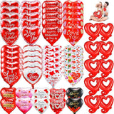 60 Pcs Valentines Day Balloon Set 18 Inch Heart Foil Balloons I Love You Party Decor