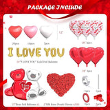 Valentines Day Balloons Kit I Love You Love Bear Red Heart Balloons with 500 Rose Petals