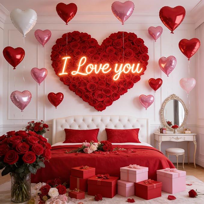 12 Pcs Pink and Red 18 Inch Heart Foil Balloons for Valentines Day Wedding Party Decor