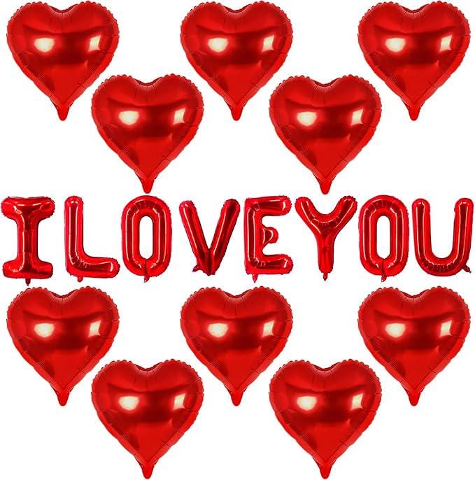 I Love You Letter Balloons 16 Inch Red Heart 18 Inch Foil Balloons for Valentines Day Wedding Party