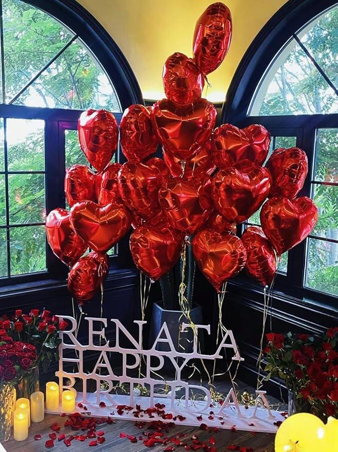 12 Pcs Red Heart Foil Balloons 18 Inch Valentines Day Wedding Birthday Party Decor