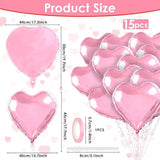 15 Pcs Pink Heart Shaped Balloons 18 Inch Love Foil Balloons for Valentines Day Wedding Party