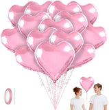15 Pcs Pink Heart Shaped Balloons 18 Inch Love Foil Balloons for Valentines Day Wedding Party