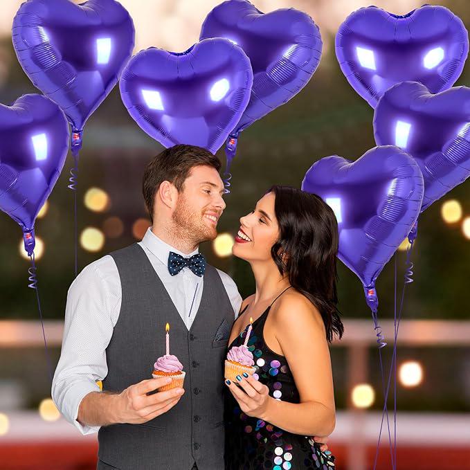 12 Pcs Purple Heart Balloons 18 Inch Love Balloon Valentines Wedding Party Decor