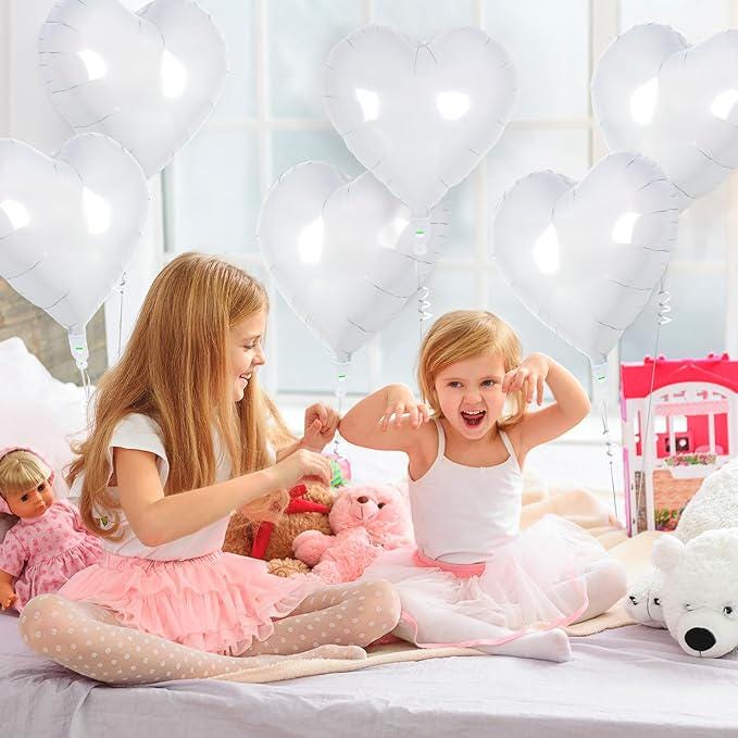 24 White Heart Balloons 18 Inch Love Valentines Wedding Birthday Party Decor
