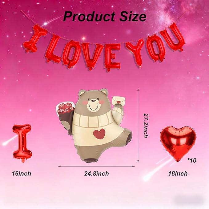 16 Inch I Love You Balloons Red Heart Confession Bear Valentines Wedding Party Decor
