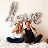 Large Silver Love Balloons Banner 42 Inch Mylar Foil Wedding Party Decor