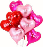 12 Pcs Heart Balloons 18 Inch Foil Love XOXO Sweet Be Mine Valentines Party Decor