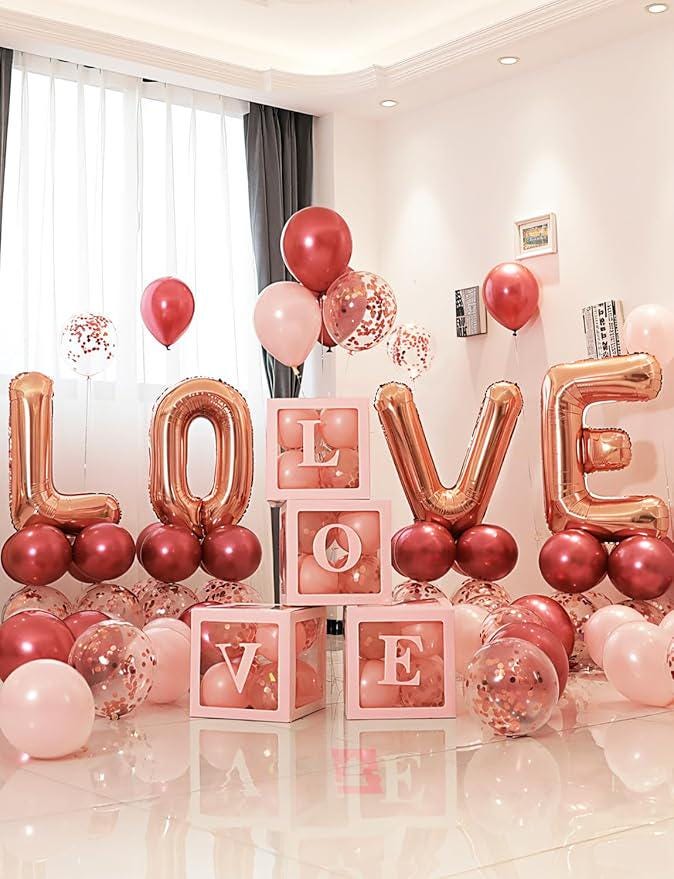 406 Pcs Valentines Day Balloons Kit I Love You Heart Rose Petals Wedding Party Decor
