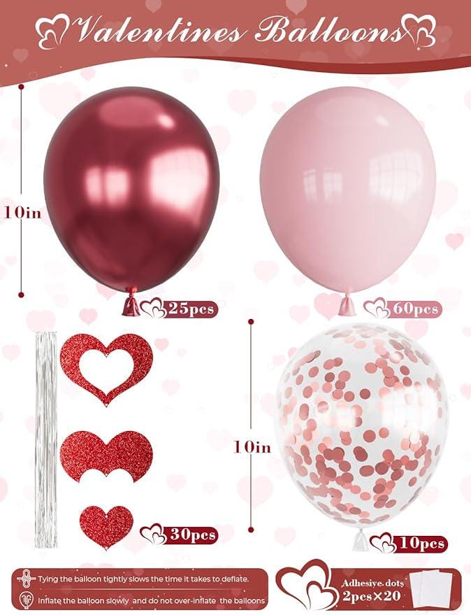 406 Pcs Valentines Day Balloons Kit I Love You Heart Rose Petals Wedding Party Decor