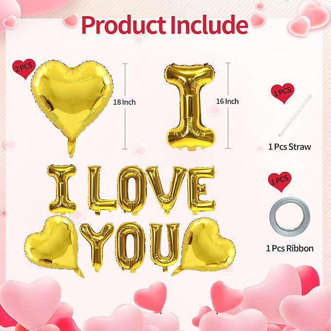 16 Inch Gold I Love You Letter Balloons 18 Inch Heart Valentines Wedding Party Decor