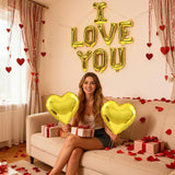 16 Inch Gold I Love You Letter Balloons 18 Inch Heart Valentines Wedding Party Decor
