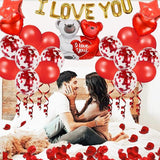 Valentines Day Heart Balloons I Love You Teddy Bear Rose Petals Wedding Party Decor