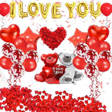 Valentines Day Heart Balloons I Love You Teddy Bear Rose Petals Wedding Party Decor
