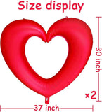 Red Heart Hollow Foil Balloons 40 Inch Matte Big Heart Valentines Wedding Party Decor 2 Pcs