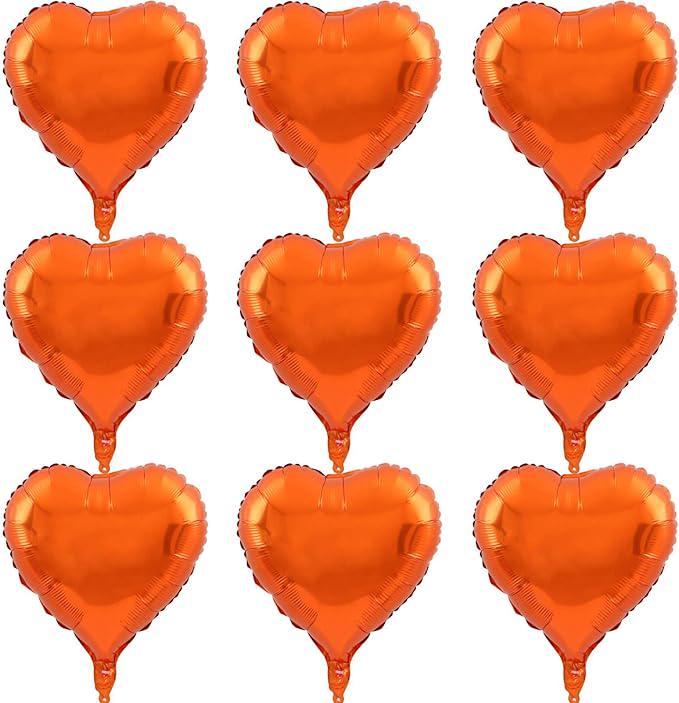 10 Pcs Orange Heart Foil Balloons 18 Inch Love Valentines Wedding Party Decor