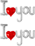 38 Inch I Love You Balloons Silver Heart Foil Valentines Wedding Anniversary Party Decor 2 Pcs