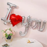 38 Inch I Love You Balloons Silver Heart Foil Valentines Wedding Anniversary Party Decor 2 Pcs