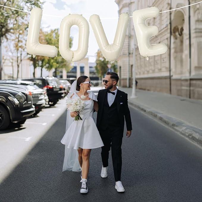 40 Inch Cream White Love Balloons Ivory Alphabet for Valentines Day Wedding Party