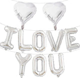 16 Inch Silver I LOVE YOU Balloons Banner with Heart Foil for Romantic Decor