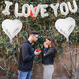 16 Inch Silver I LOVE YOU Balloons Banner with Heart Foil for Romantic Decor