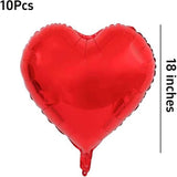 18 Inch Red Heart Foil Balloons Set of 10 for Valentines Day Wedding Party Decor