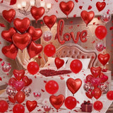 Red Heart Love Balloons Confetti Latex with Rose Petals for Valentines Wedding Party