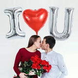 40 Inch I Love You Heart Foil Balloons Set of 3 Silver for Valentines Wedding Party