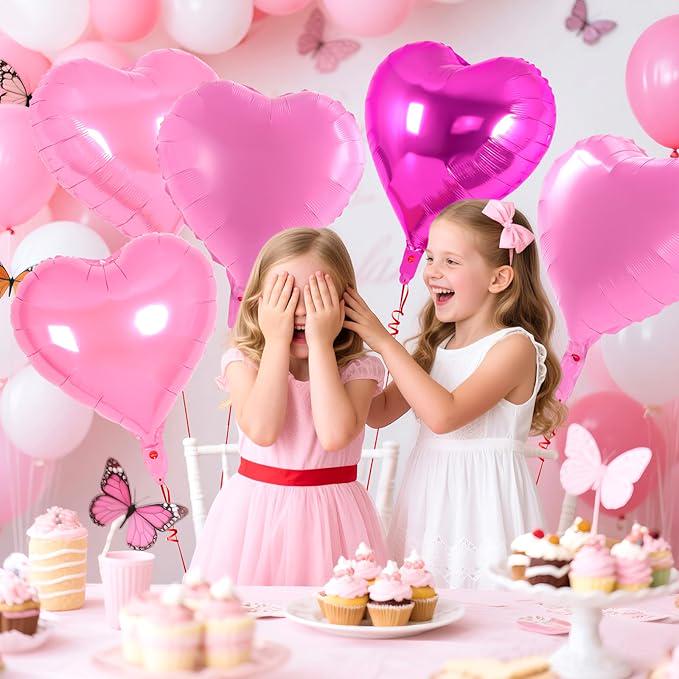 12 Pcs Colorful Heart Balloons 18 Inch Foil Love Balloons for Valentines Wedding Party
